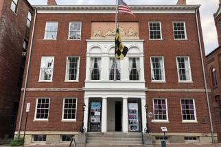 An image of the facade of the Peale Center.